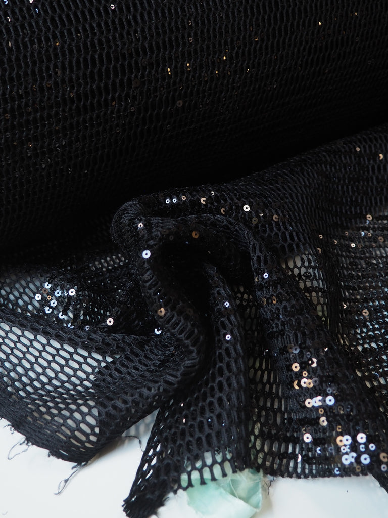 Black Sequin Honeycomb Mesh