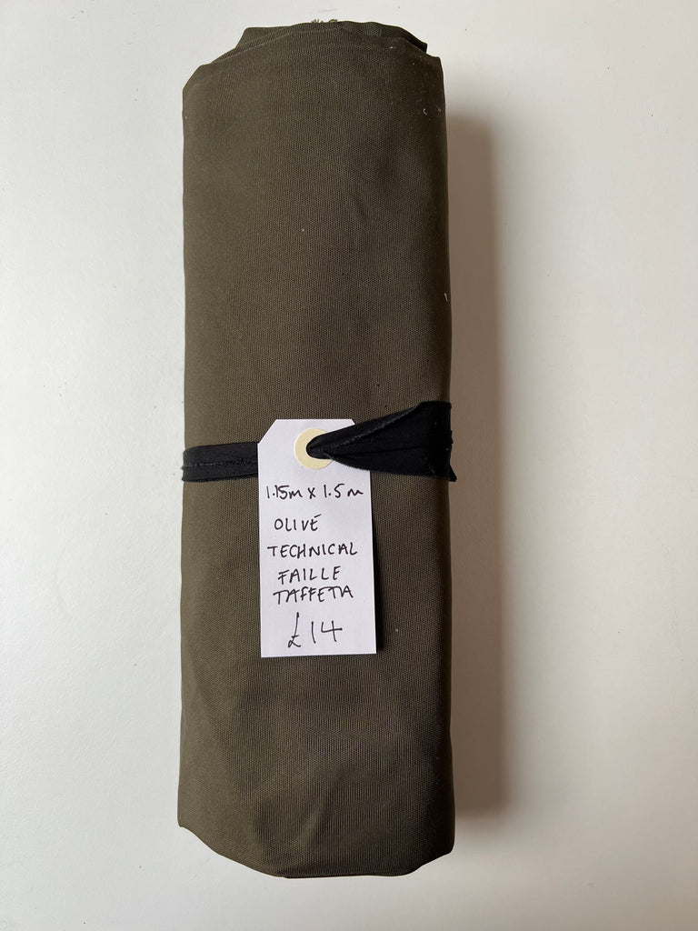 Olive Technical Faille Taffeta Remnant