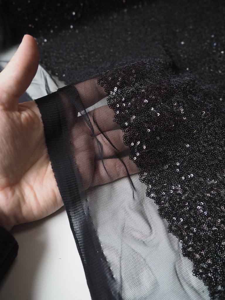 Black Micro Sequin Tulle
