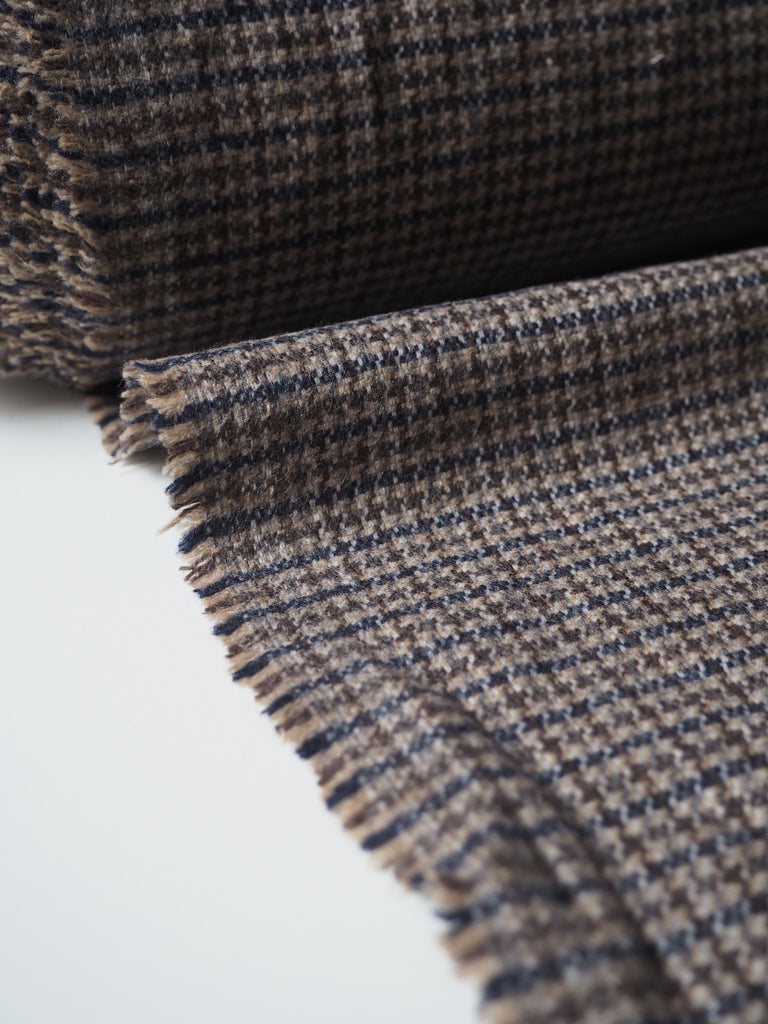 Brown + Blue Check Wool