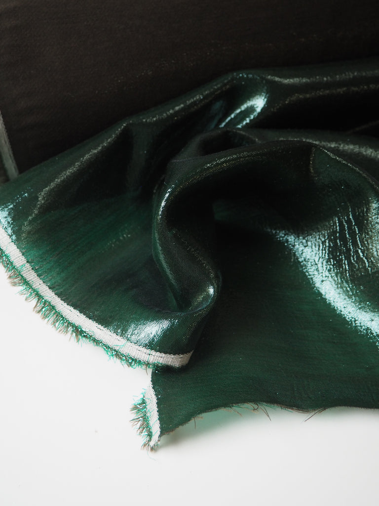 Emerald Metallic Wool/Silk Lamé