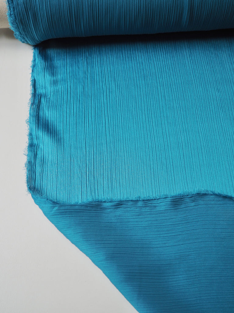 River Blue Crinkle Satin Chiffon