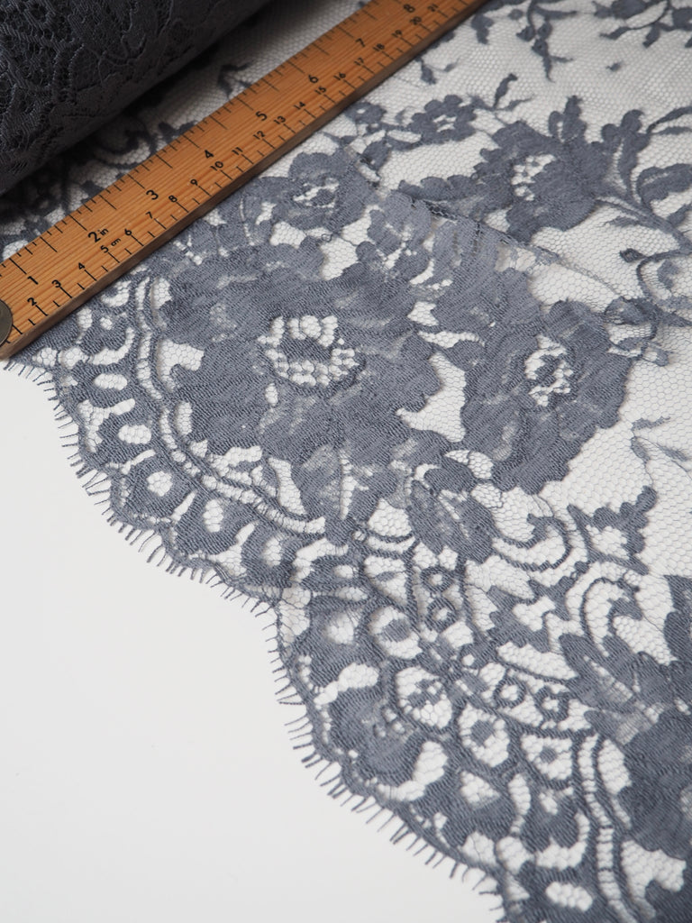 Grey Bloom Scallop Lace