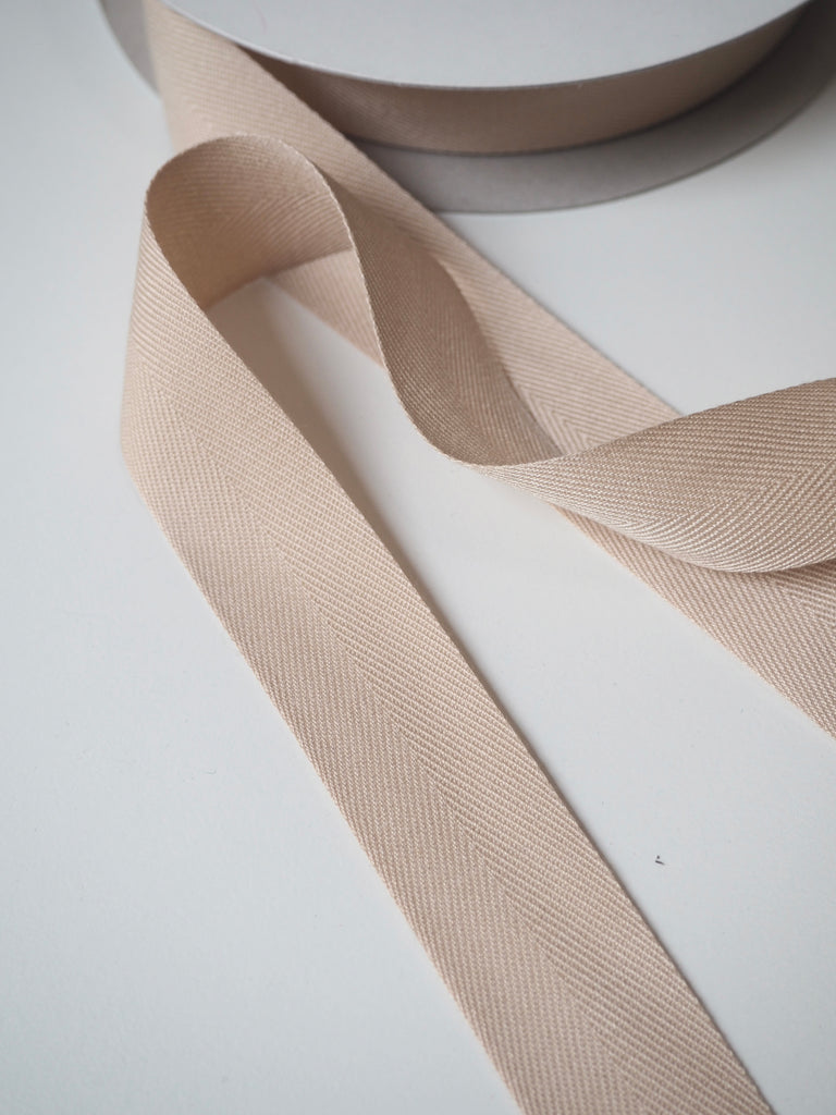 Beige Herringbone Cotton Tape 25mm