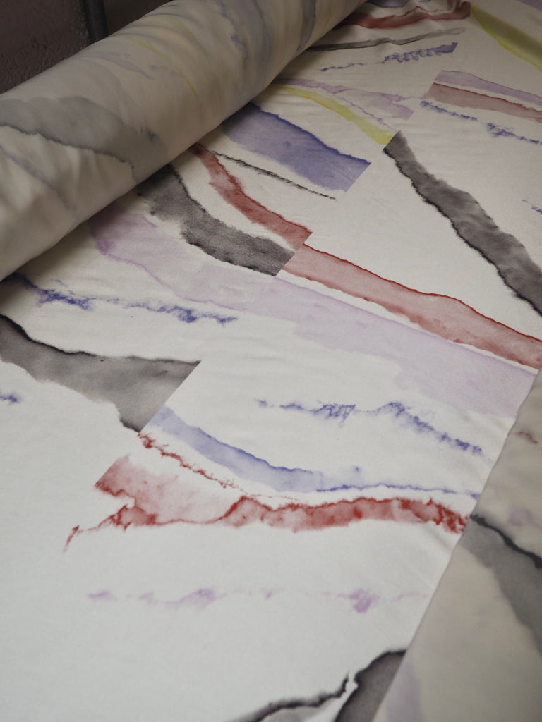 Rainbow Marbled Heavy Silk Satin