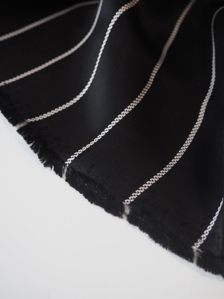 Black Braided Stripe Viscose Satin