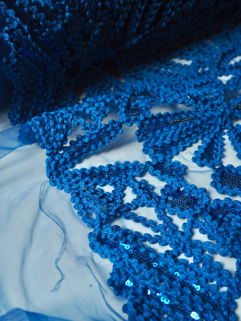 Sapphire Bouclé Sequin Tulle