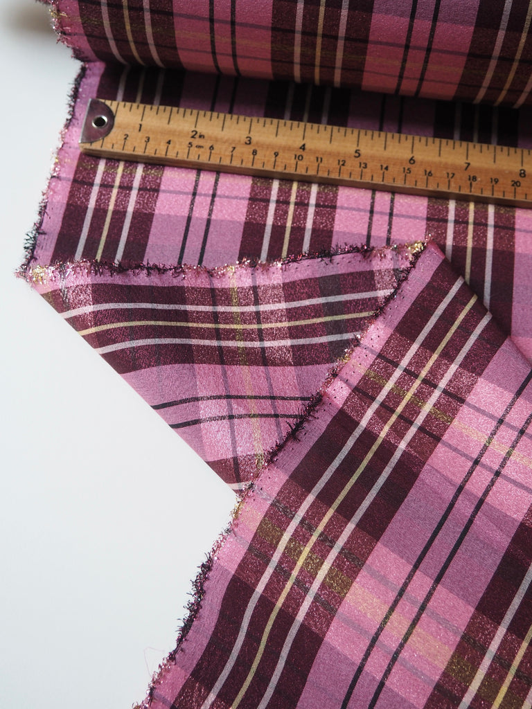 Metallic Pink Check Taffeta