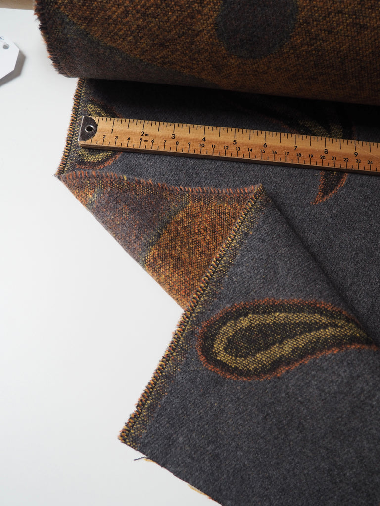 Grey Paisley Wool Jacquard