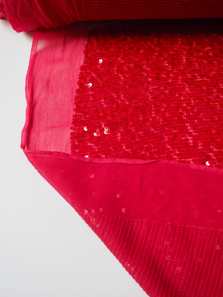 Ruby Red Sequin Viscose Chiffon