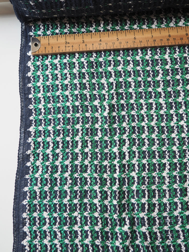 Green + White Loose Weave Tweed