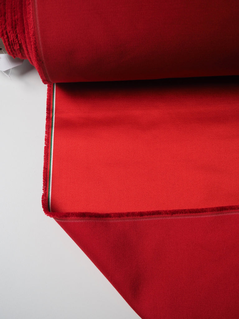 Red Silk Cotton Duchess Satin