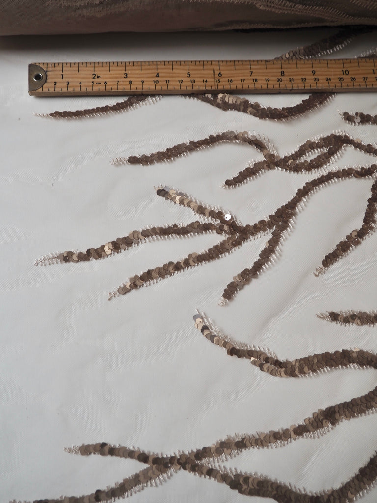 Soft Gold Vine Sequin Tulle