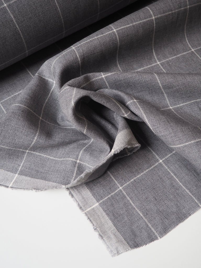 Light Grey Gridded Cotton/Linen