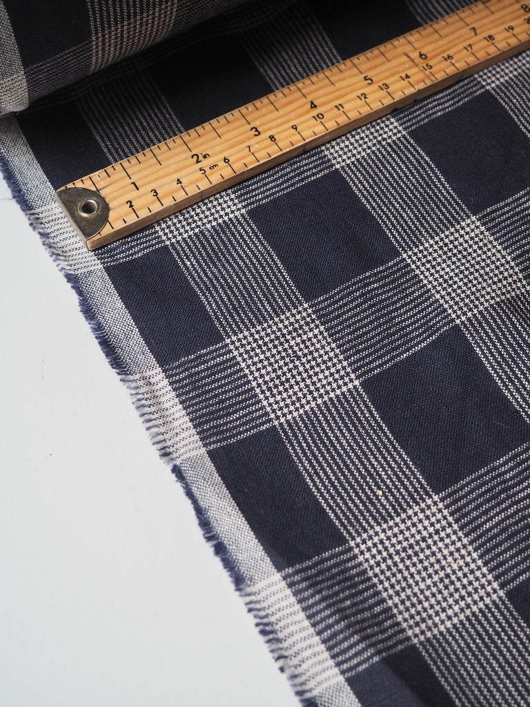 Navy + White Check Linen