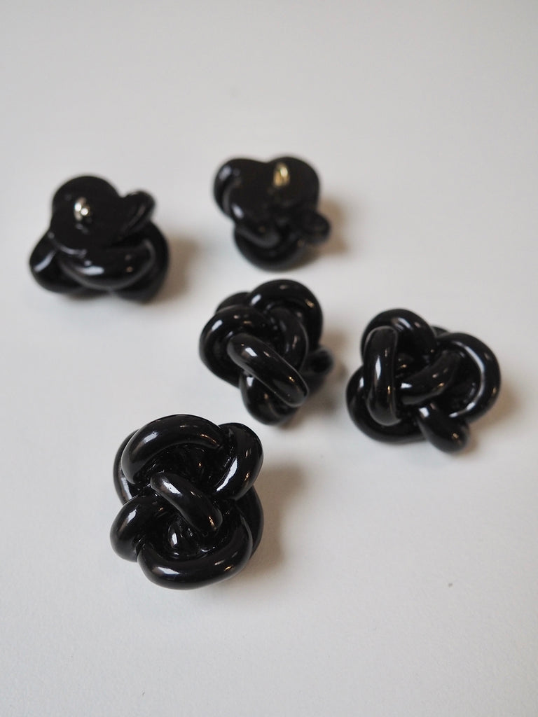 Black Plastic Knot Shank Buttons 26mm/42L