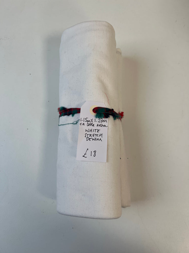 White Stretch Denim Remnant