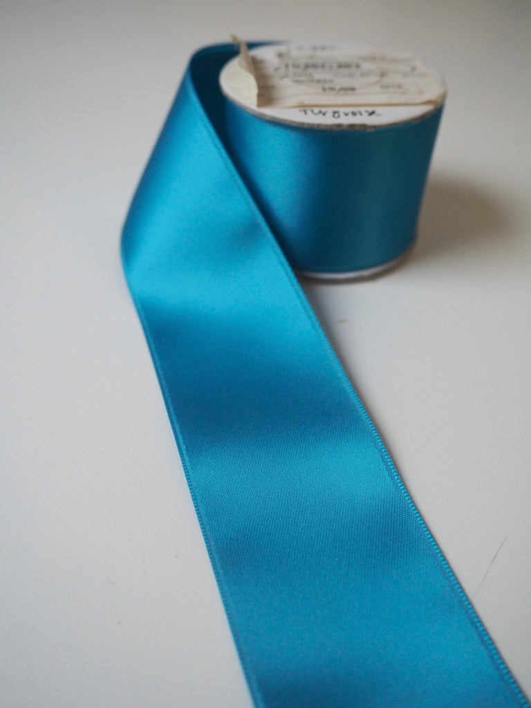 Turquoise Double Faced Satin Ribbon 40mm