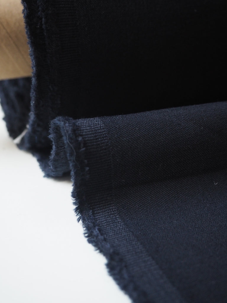 Navy Stretch Double Wool Twill