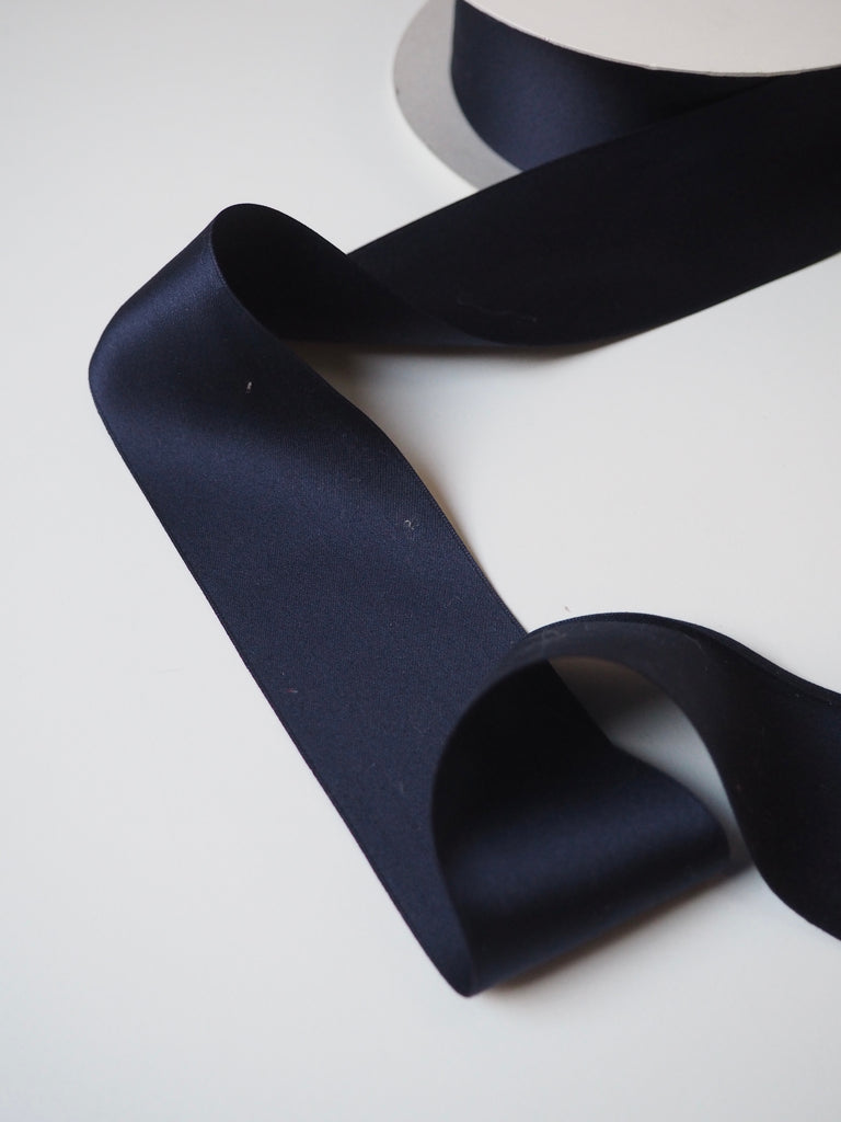 Midnight Cotton Satin Ribbon 50mm