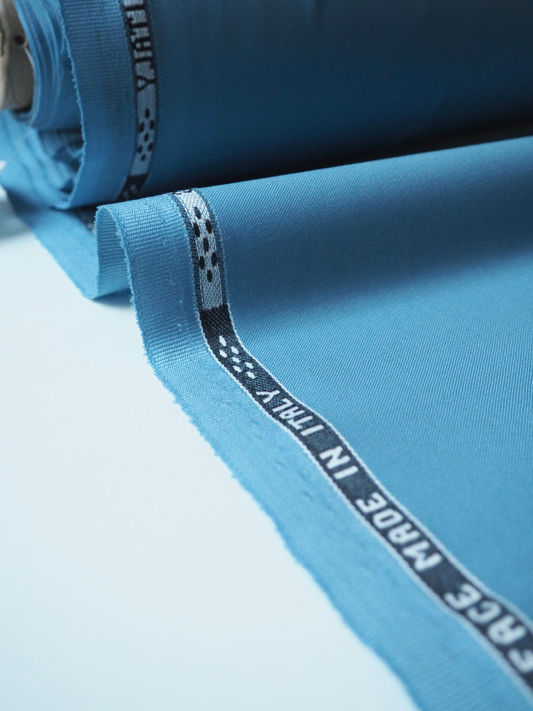 French Blue Super 100 Double Faced Wool Sateen