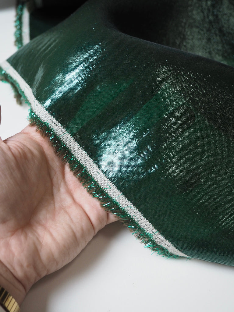 Emerald Metallic Wool/Silk Lamé