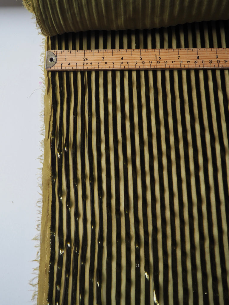 Olive Stripe Metallic Burnout Chiffon