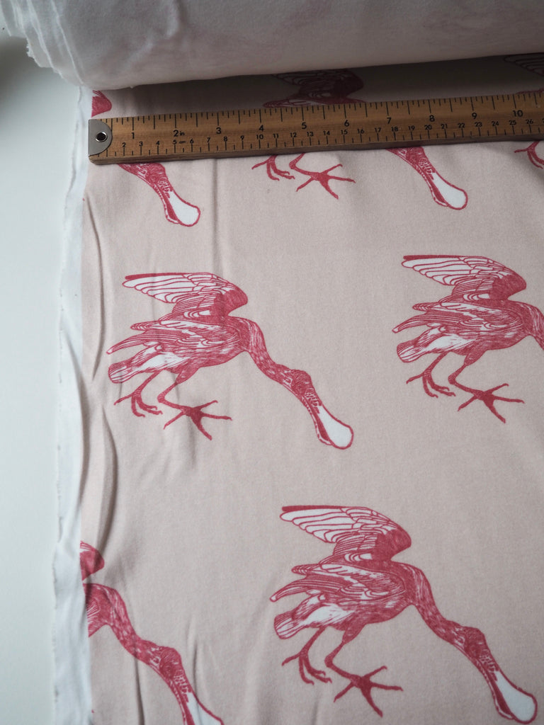 Pink Spoonbill Organic Cotton Interlock Jersey