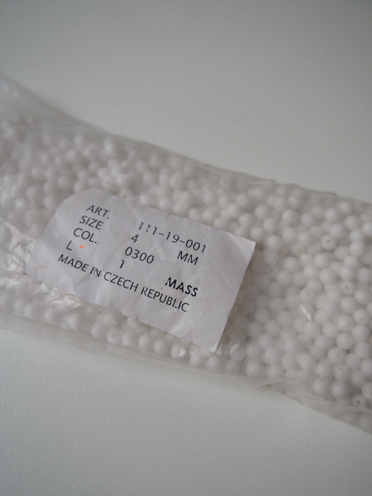 White Glass Beads 4mm