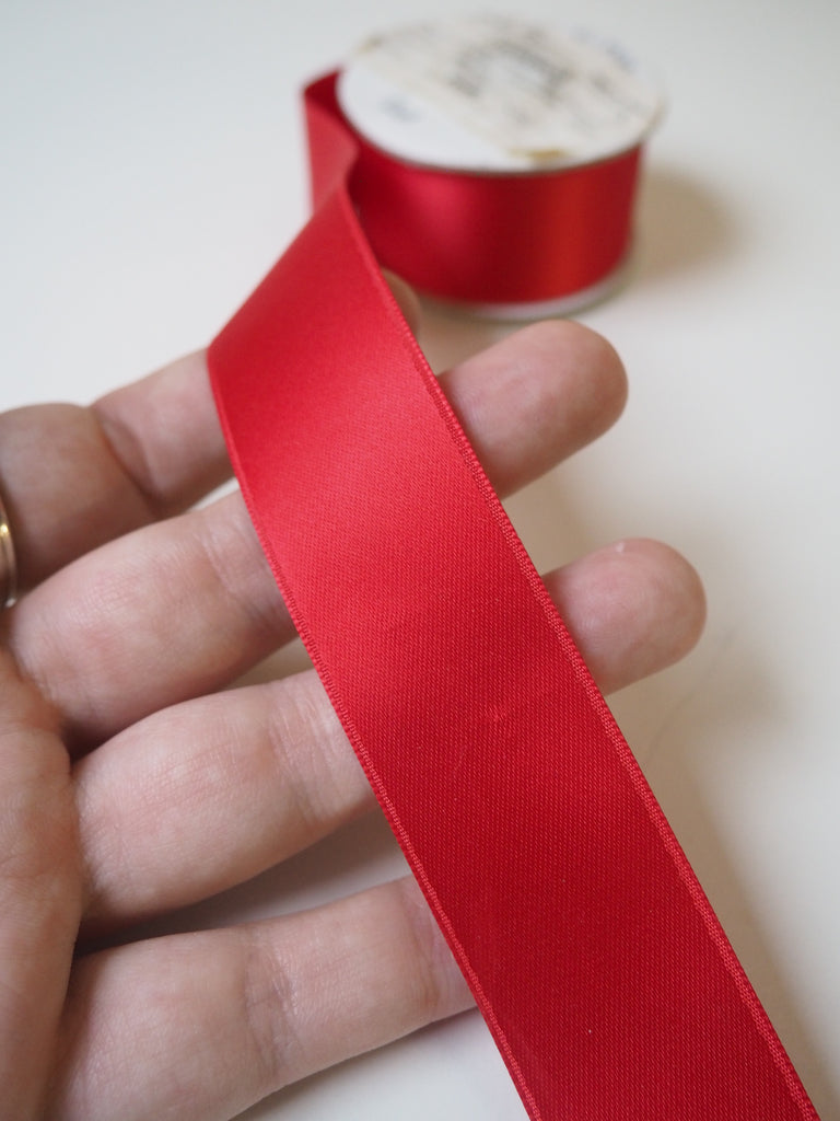 Red Double Faced Satin Ribbon 25mm