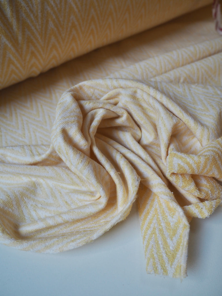 Yellow Chevron Cotton Loopback Jersey