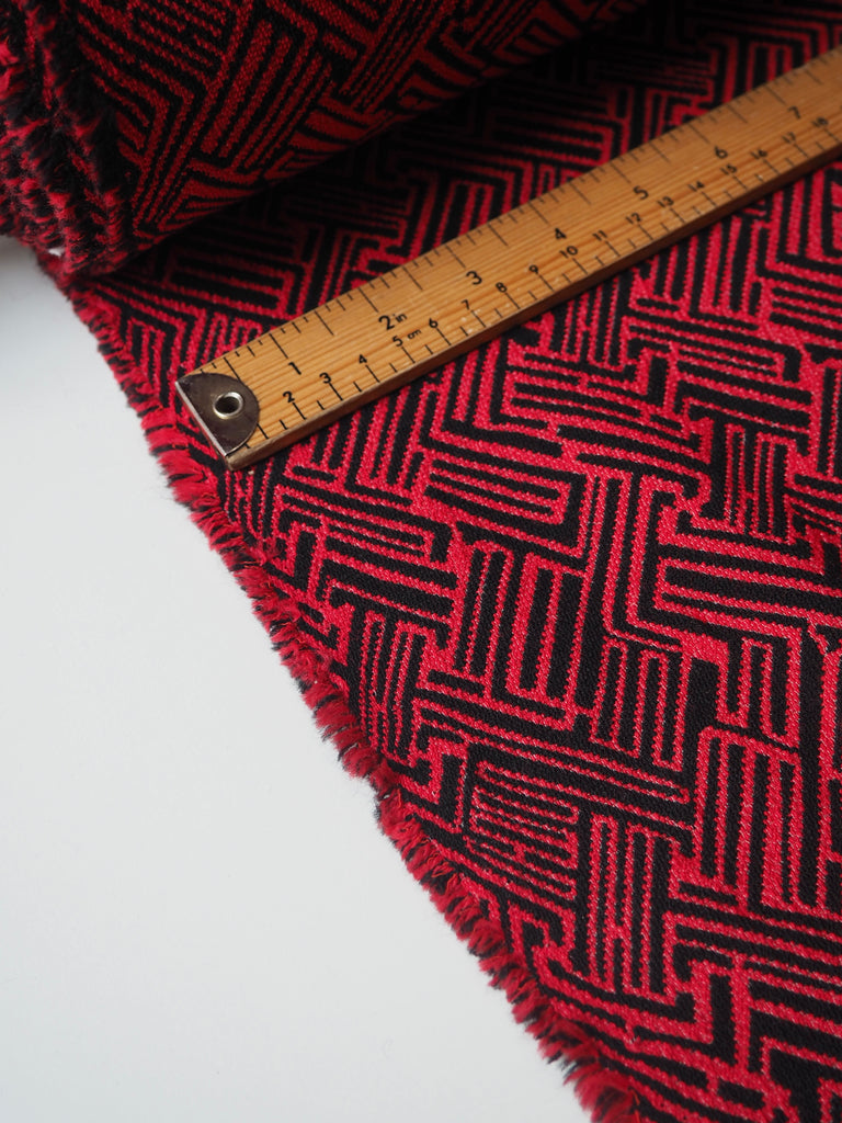 Red + Black Abstract Stretch Jacquard