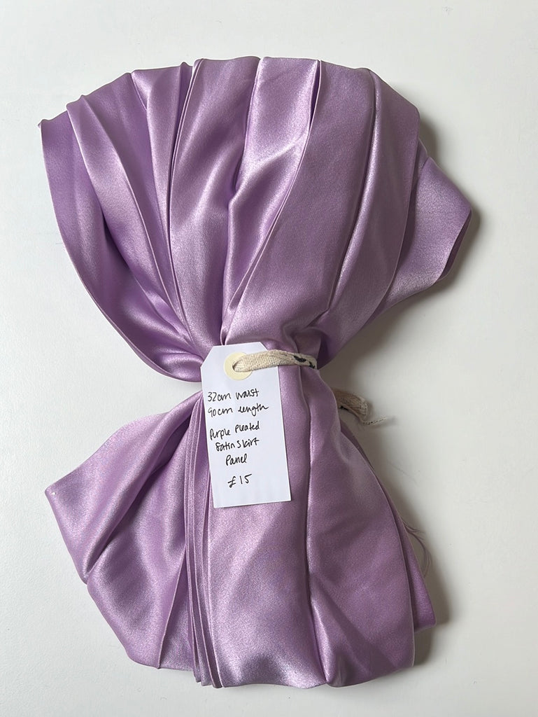 Purple Pleated Satin Skirt Panel Remnant