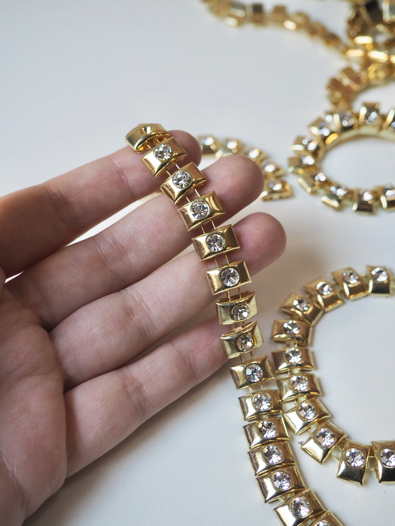 Gold Crystal Snake Chain Trim 12mm