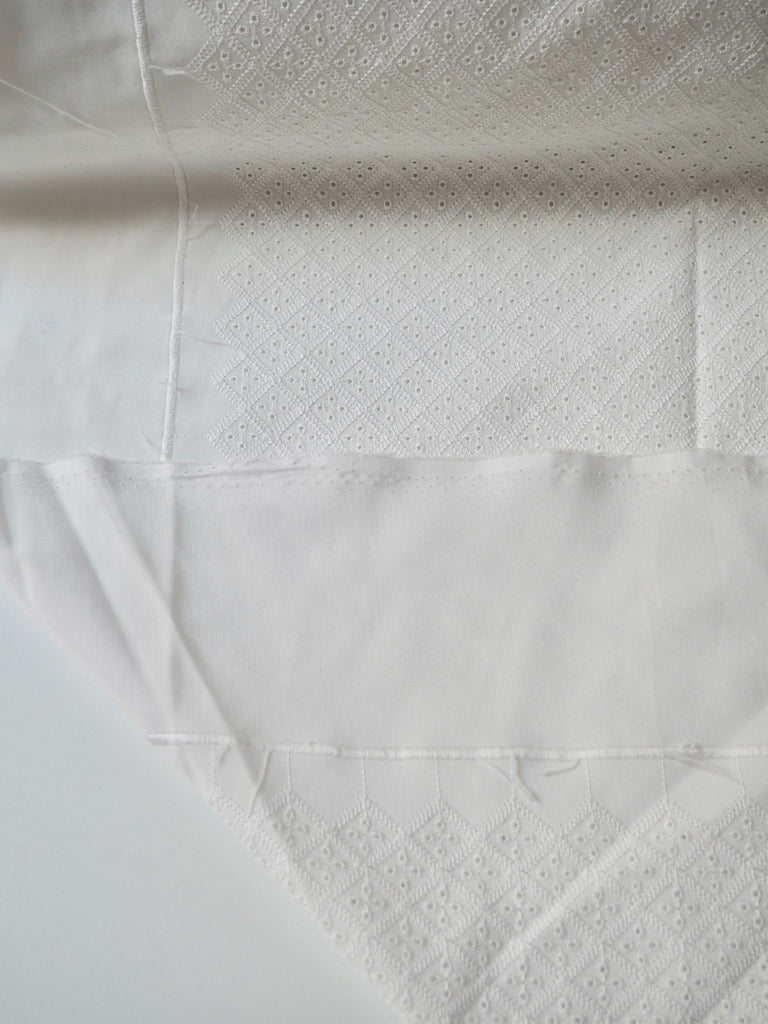 White Diamond Embroidered Poly-Cotton