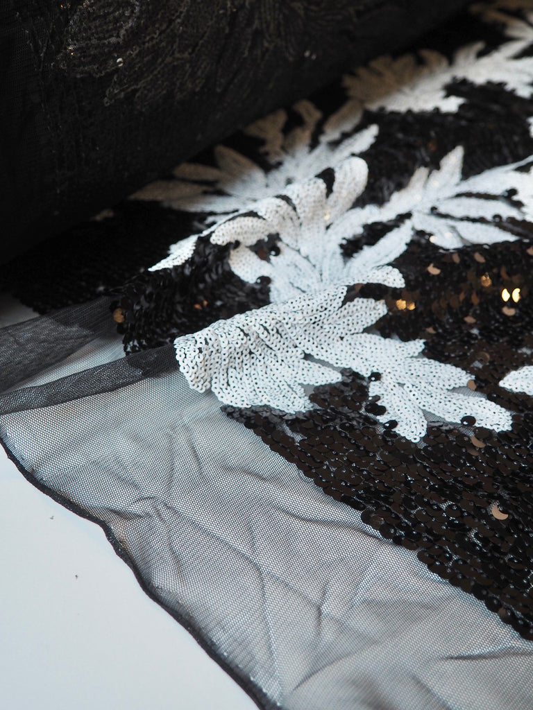 Black + White Vine Sequin Tulle