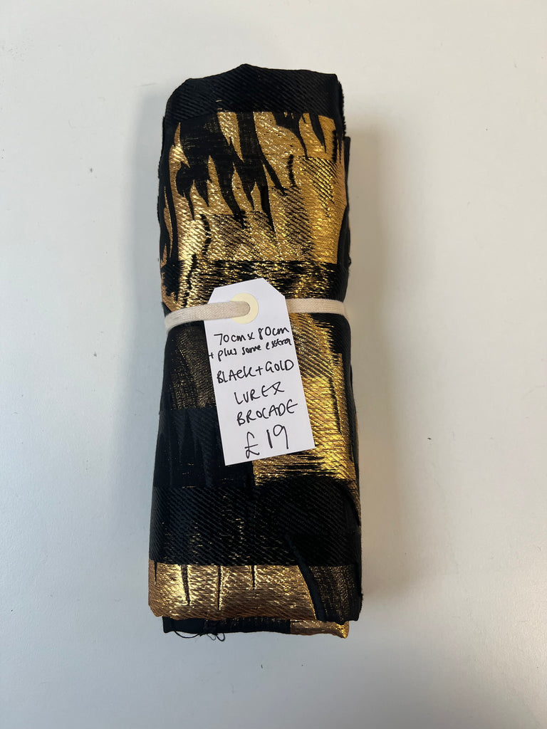 Black + Gold Lurex Brocade Remnant