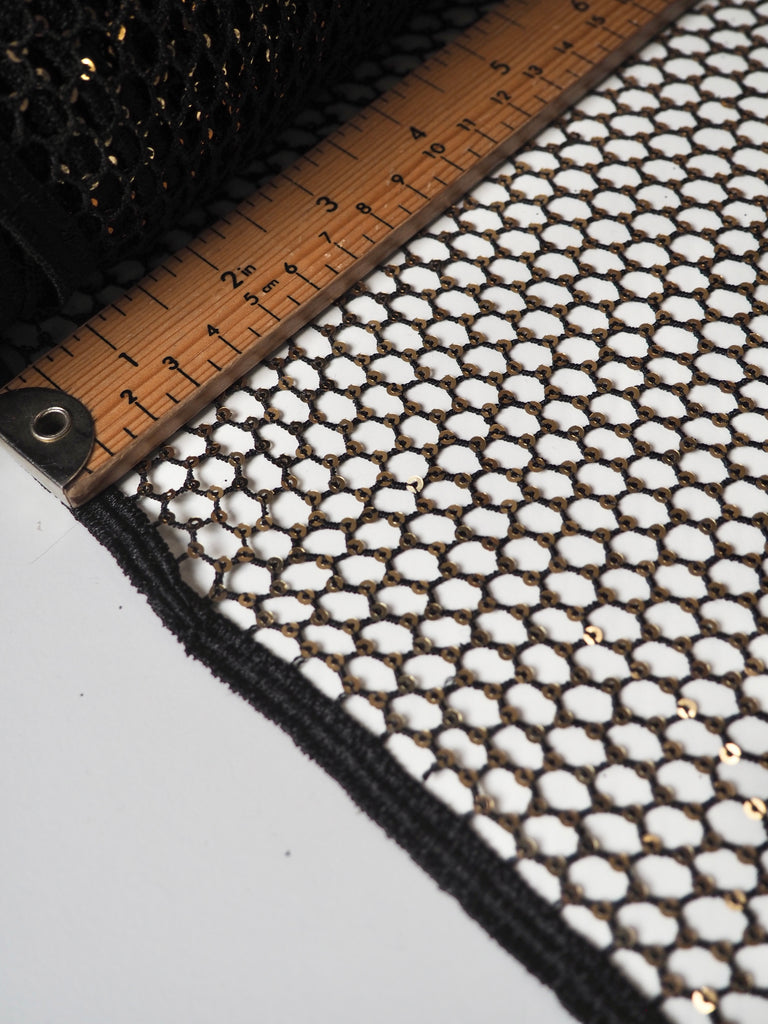 Black Sequin Guipure Fishnet Lace