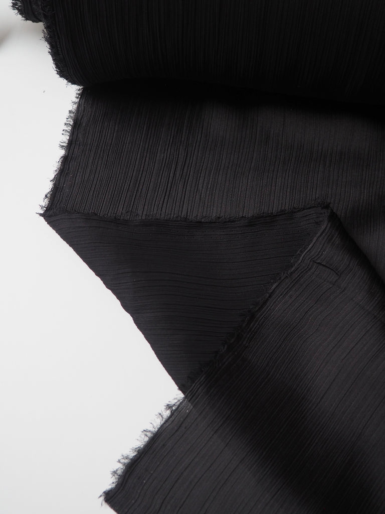 Black Crinkle Satin Chiffon