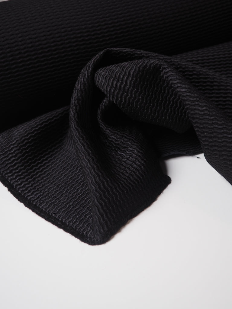 Black Silk Blend Wave Jacquard