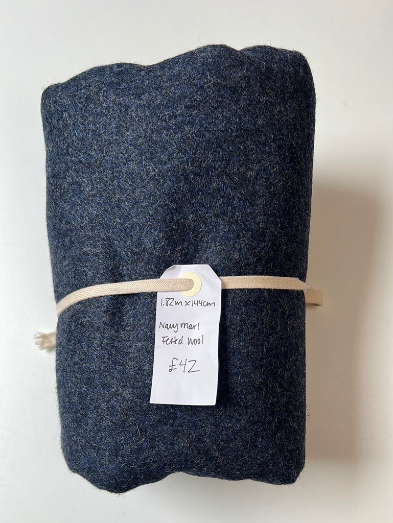 Navy Marl Felted Wool Remnant