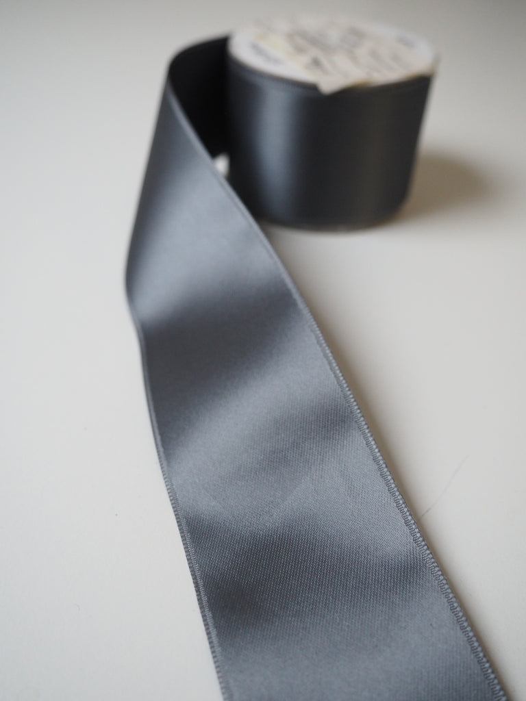 Grey Double Faced Satin Ribbon 40mm
