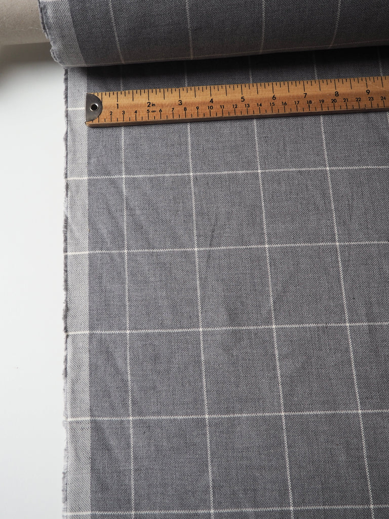 Light Grey Gridded Cotton/Linen