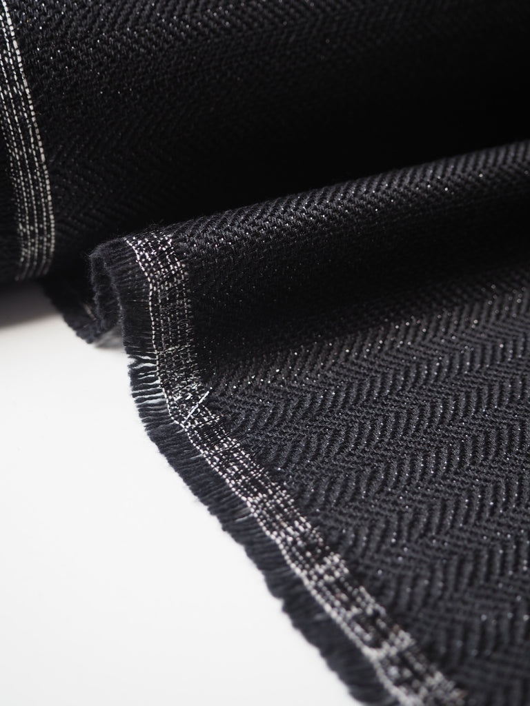 Black Lurex Herringbone Jacquard