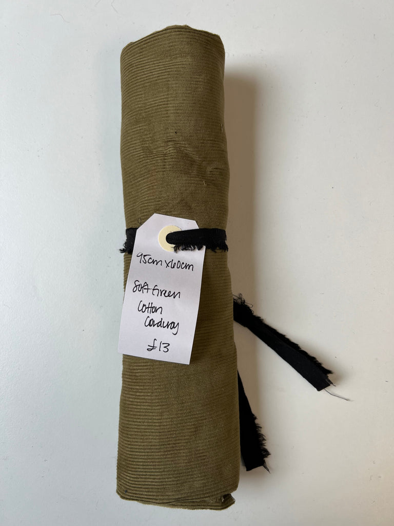 Soft Green Cotton Corduroy Remnant
