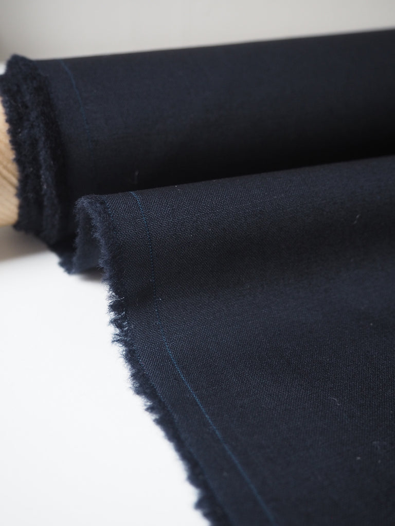 Navy Stretch Wool Suiting