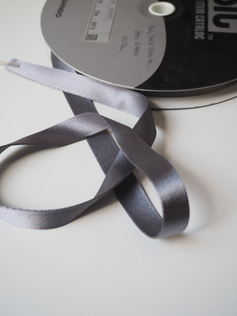 Shindo Grey Thick Double-Faced Satin Ribbon 15mm