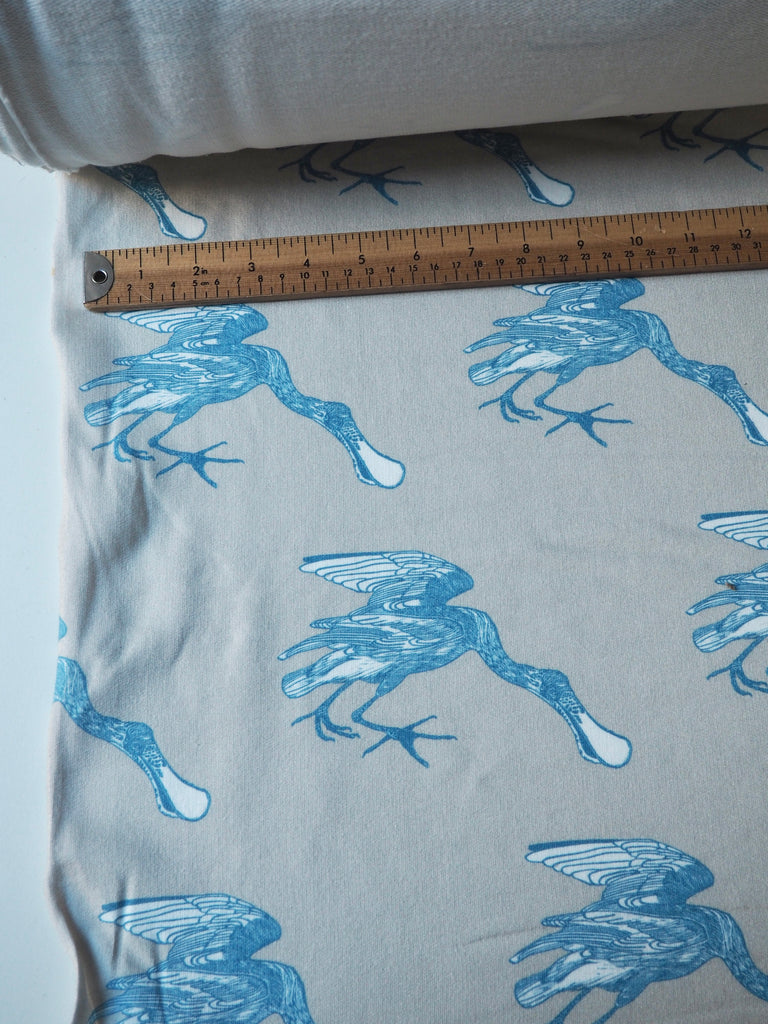 Blue Spoonbill Organic Cotton Loopback Jersey