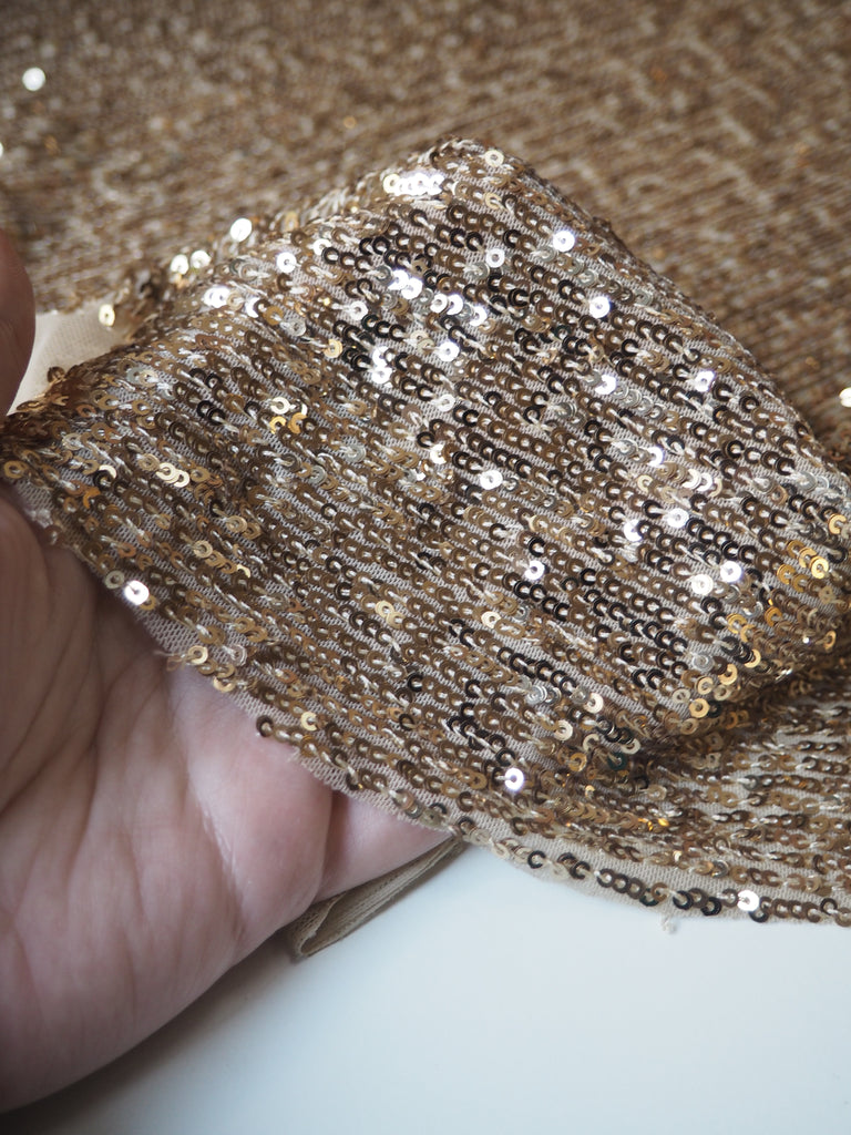 Gold Sequin Stretch Mesh