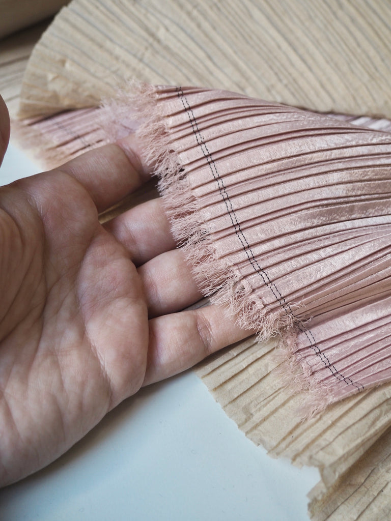 Blush Beige Plissé Pleated Satin